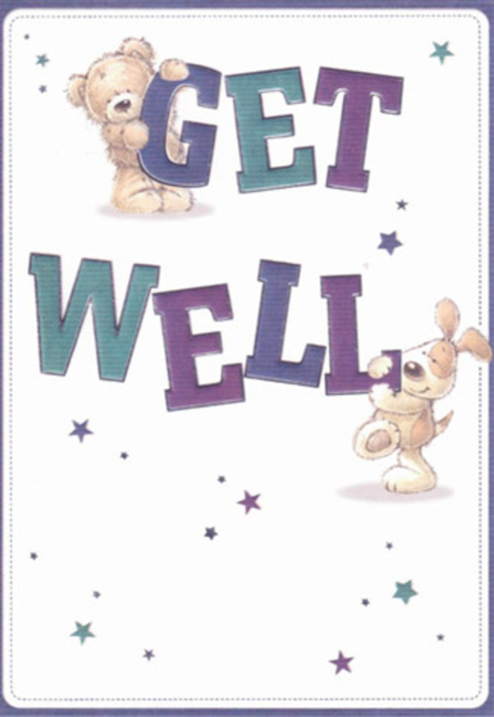 This enchanting get well card brings joyful comfort to Bethnal Green, its illustration instantly evoking the warmth of the community. At its heart, a soft, fluffy teddy bear and an exuberant, floppy-eared puppy encourage and uplift, their charming presence enhanced by a constellation of dancing stars in blue, purple, and teal. Each brushstroke reveals the artist's affection for gentle textures-the plush fur of the friends almost tangible, their kindness shining through every rounded line. The typography, bold and confident in playful purples and aquas, seems to anchor heartfelt encouragement, much like the way a bright bouquet of locally sourced flowers can offer steady reassurance on a grey morning off Bethnal Green Road. The crisp white background emphasizes the design's sincerity and creates a space of light, where every element-from expressive faces to outstretched paws-invites you to imagine the soft embrace of friendship and wellbeing. This card's spirit of encouragement would pair beautifully with a fresh floral arrangement delivered across Bethnal Green, creating a double blessing of cheer for anyone on the mend in our close-knit neighbourhood.
