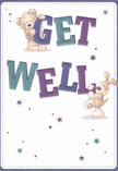 Bright and uplifting-this get well card radiates playful optimism throughout Bethnal Green, with two lovable characters, a cuddly teddy bear and a perky puppy, joyfully interacting with large, vividly coloured letters spelling 'Get Well.' The deep indigos and teals of the lettering stand confidently against a gentle cream background, offering vibrant reassurance. Sprinkled across the card are twinkling stars in varying shades of blue and purple, adding whimsical charm and hopeful energy that mirrors the cheerful spirit often found in local Bethnal Green markets and gardens. The illustrated fur is so lush and soft, it nearly invites a comforting hug, wrapping the card's recipient in kindness and goodwill. Every detail, from the warm, expressive faces to the dynamic typographic design, suggests that even the smallest acts-like sending a thoughtful card or a fresh bouquet from a Bethnal Green florist-carry immense healing power. This card is more than just a message; it's an emotional salve, thoughtfully crafted to bring genuine comfort and cheer to any loved one recovering in our East London enclave.